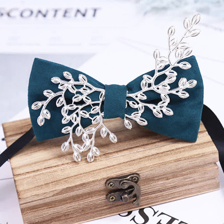 Nœud papillon en émail pour homme avec décor de fleurs et de feuilles