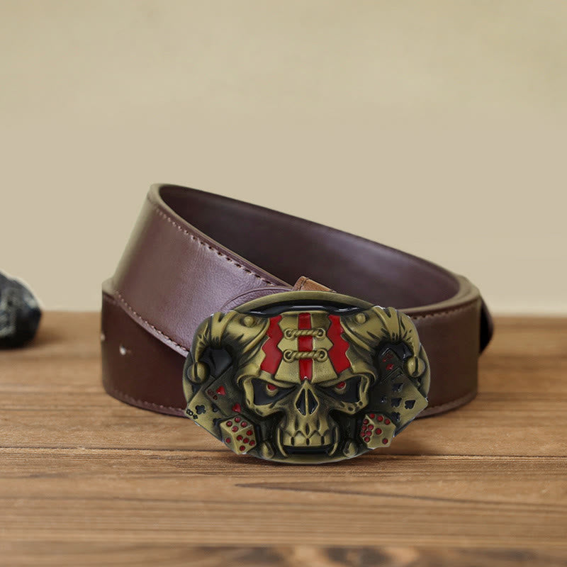 Ceinture en cuir à boucle Joker Skull Clown DIY pour homme