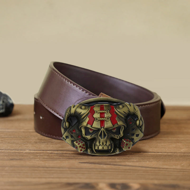 Ceinture en cuir à boucle Joker Skull Clown DIY pour homme