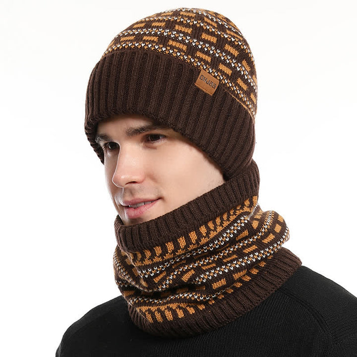 Ensemble de 3 gants, écharpe, bonnet en tricot double épaisseur ample