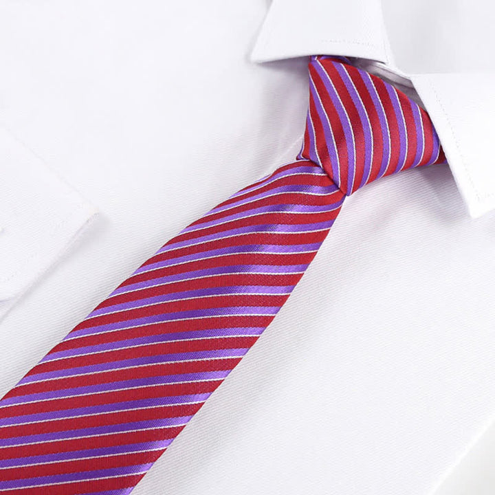 Cravate moderne à rayures texturées pour homme - Rose profond - image 7