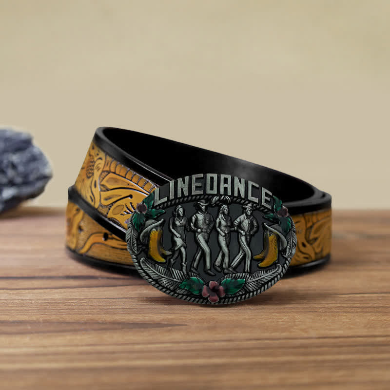 Ceinture en cuir à boucle pour danse en ligne western pour homme