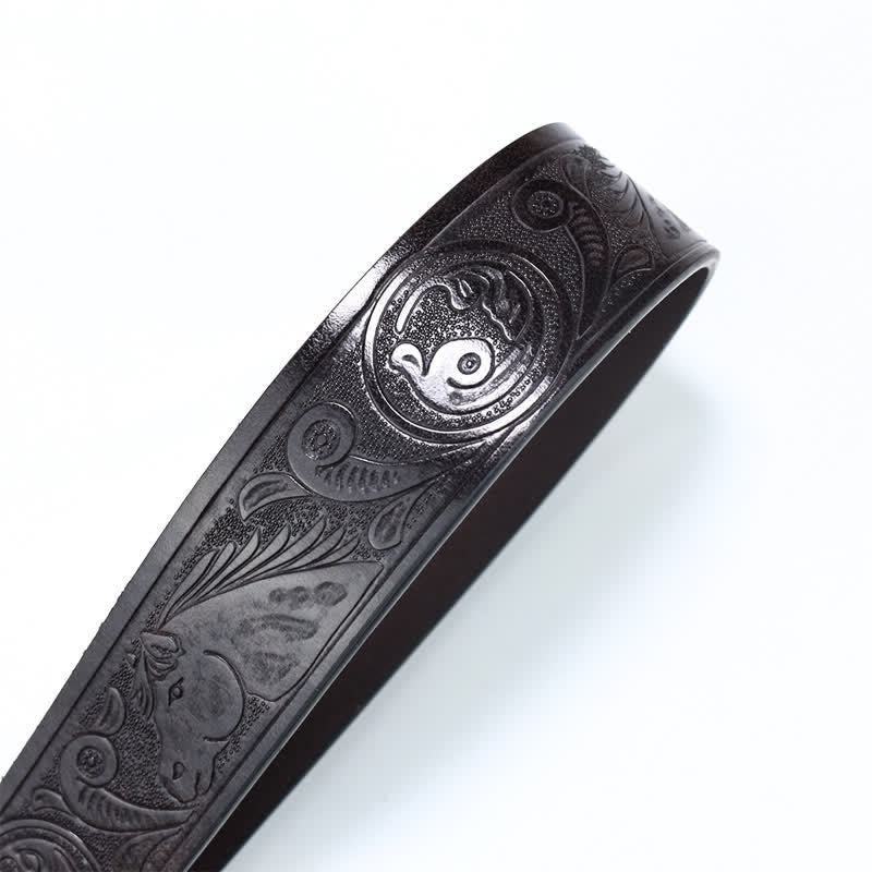Ceinture en cuir turquoise pour homme avec tête de cheval de cow-boy