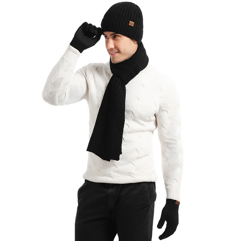 Ensemble de 3 bonnets chauds, écharpes, gants pour écran tactile