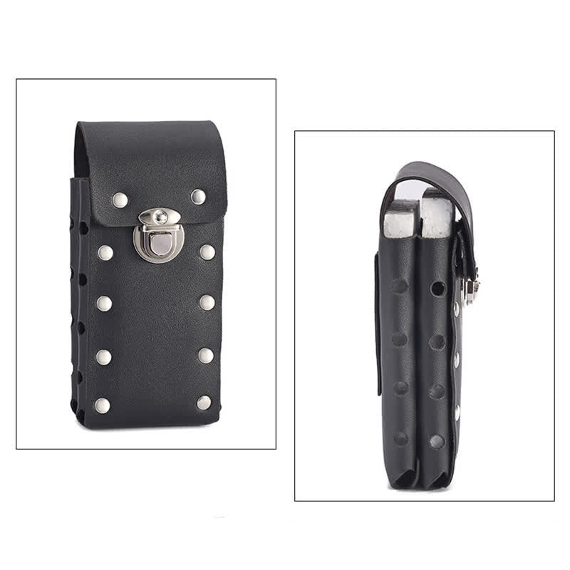 Sac ceinture en cuir pour téléphone universel avec bouton décoratif à rivets