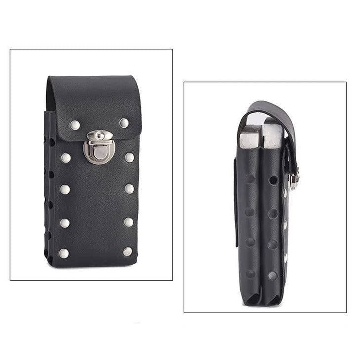 Sac ceinture en cuir pour téléphone universel avec bouton décoratif à rivets