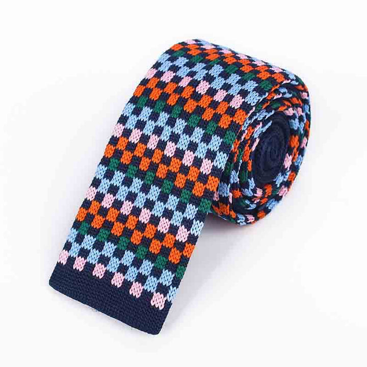 Cravate tricotée carrée colorée à pixels pour hommes