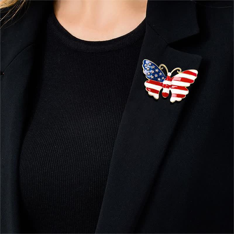 Broche papillon drapeau américain pour homme