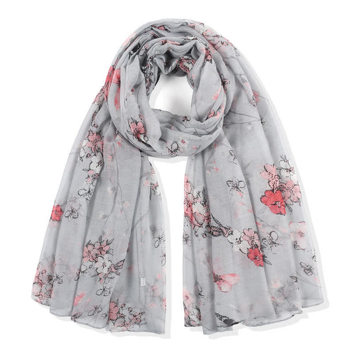 Écharpe longue enveloppante à imprimé floral vibrant et élégant pour femme