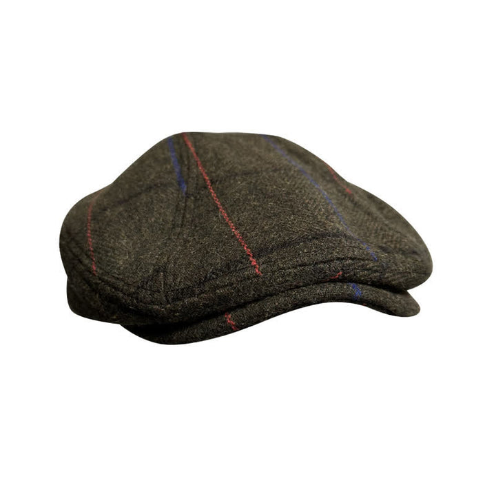 Casquette béret vintage à rayures bleu olive et orange