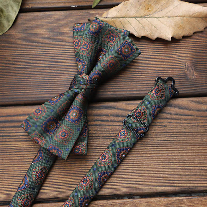 Nœud papillon à rayures florales pour homme