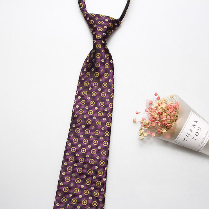 Cravate zippée à motifs floraux rétro pour hommes - Bourgogne - image 1