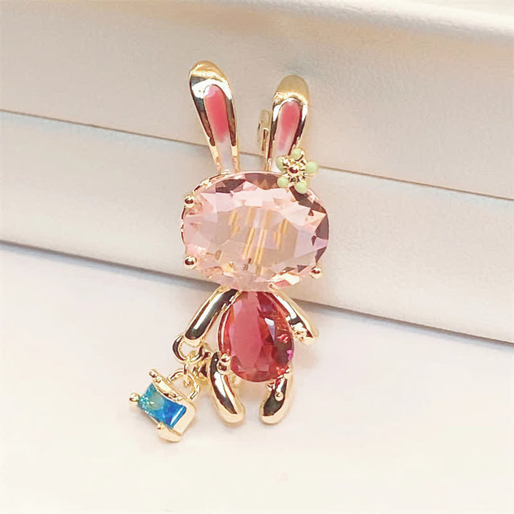 Broche pour femme en forme de petit lapin rose