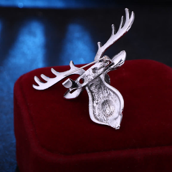 Broche majestueuse en forme de cerf bleu pour homme