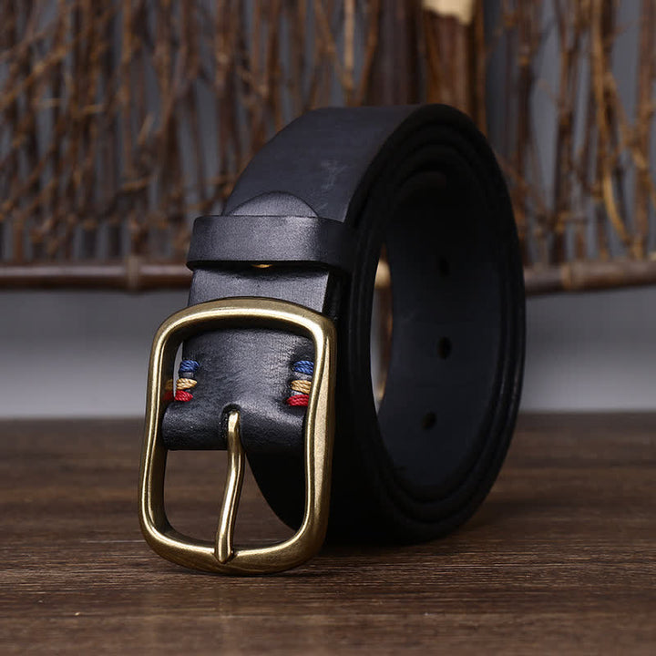 Ceinture en cuir de vachette pur épais vintage pour homme