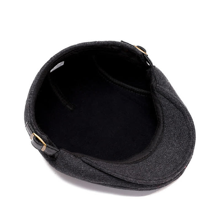 Béret plat en cuir avec boucle réglable