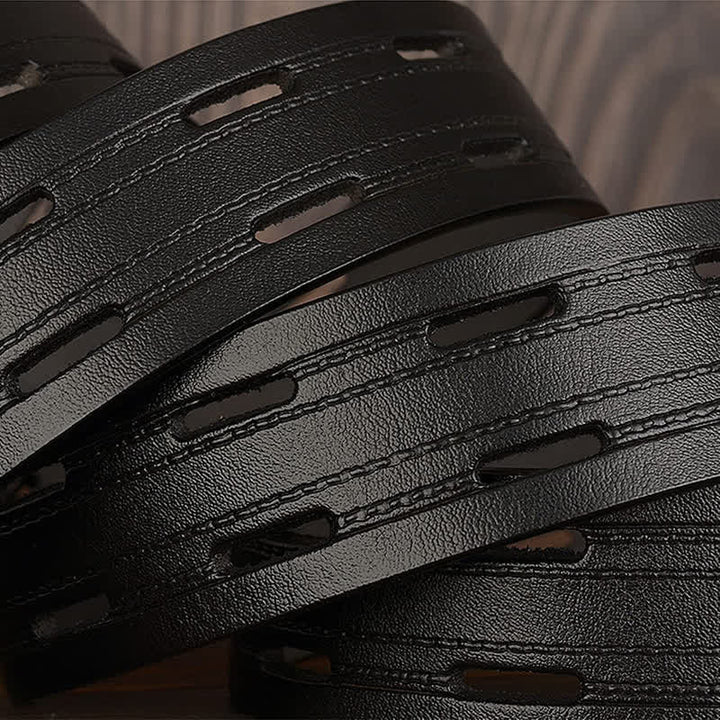 Ceinture en cuir à double ardillon pour homme