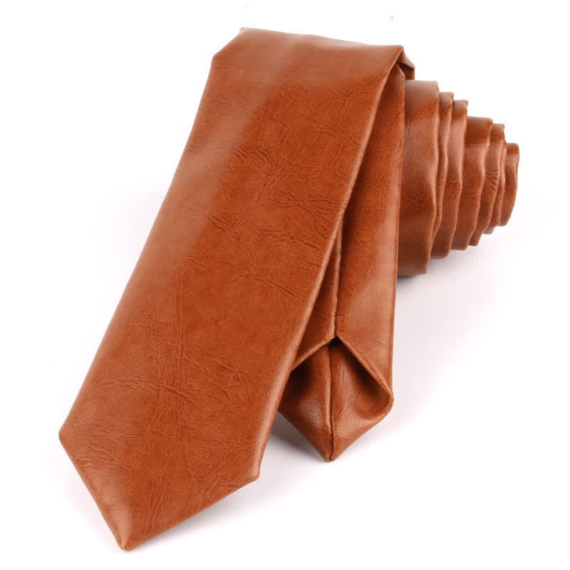 Cravate étroite décontractée en cuir PU pour homme
