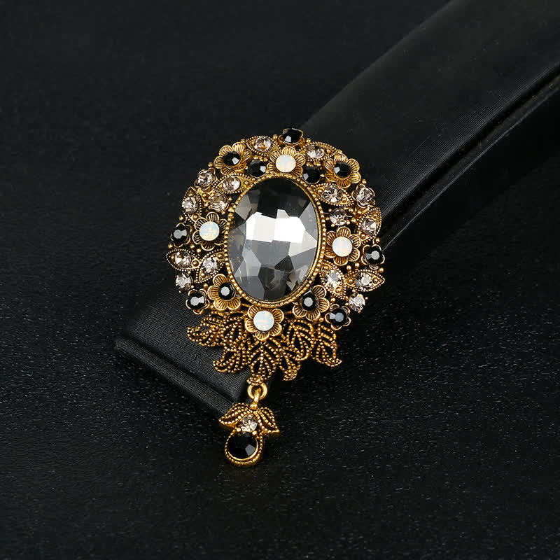 Broche ronde en cristal Boheimia pour femme avec goutte d'eau