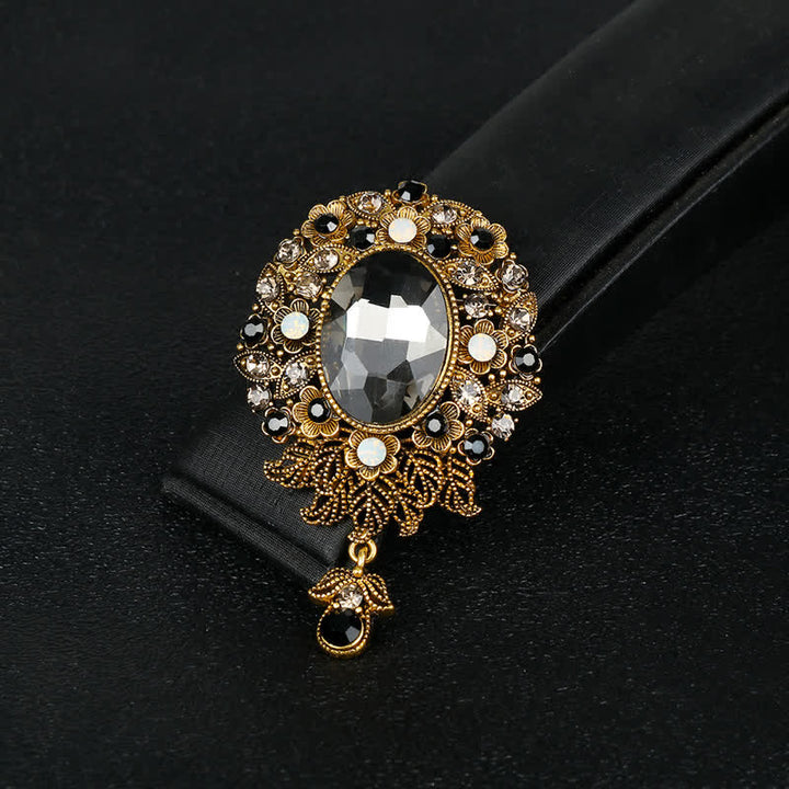 Broche ronde en cristal Boheimia pour femme avec goutte d'eau