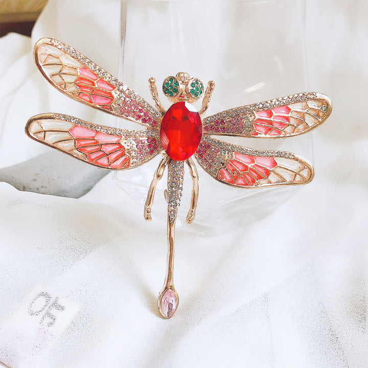 Broche luxueuse en strass pour femme en forme de libellule
