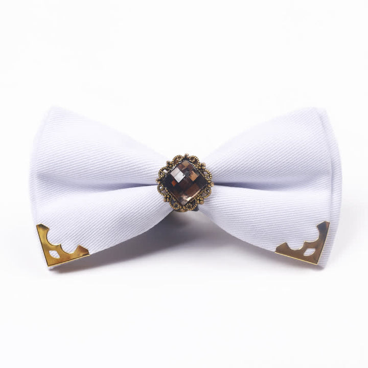 Nœud papillon en coton à bordure dorée pour homme