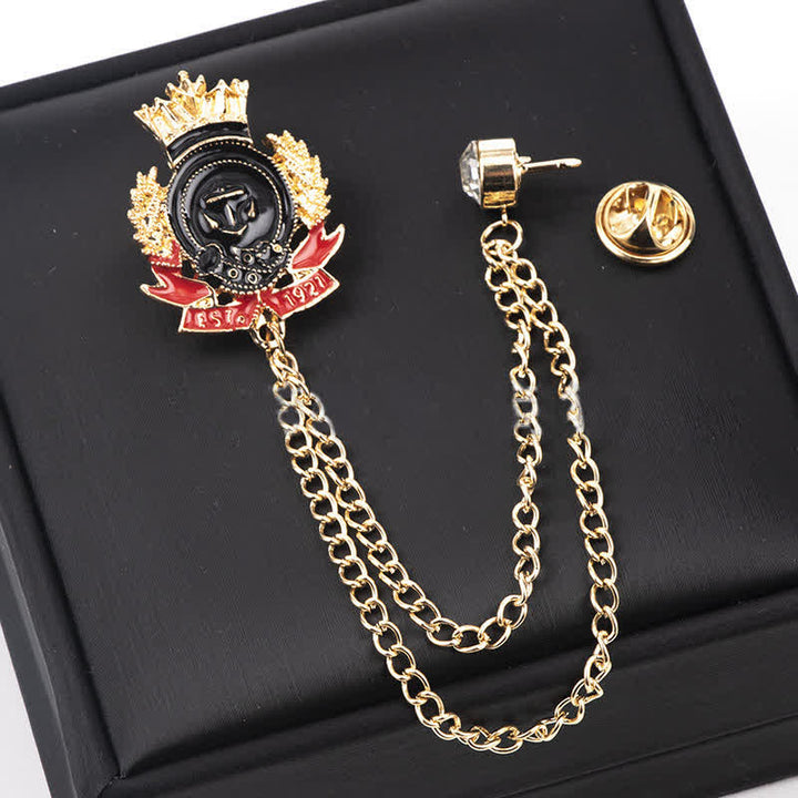 Broche pour homme avec chaîne d'ancre couronnée royale