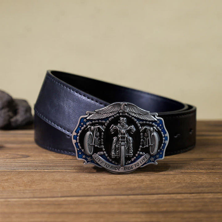 Ceinture en cuir à boucle de moto DIY Live to Ride pour homme