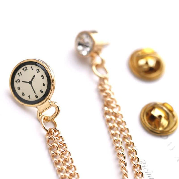 Broche chaîne d'horloge badge vintage pour homme