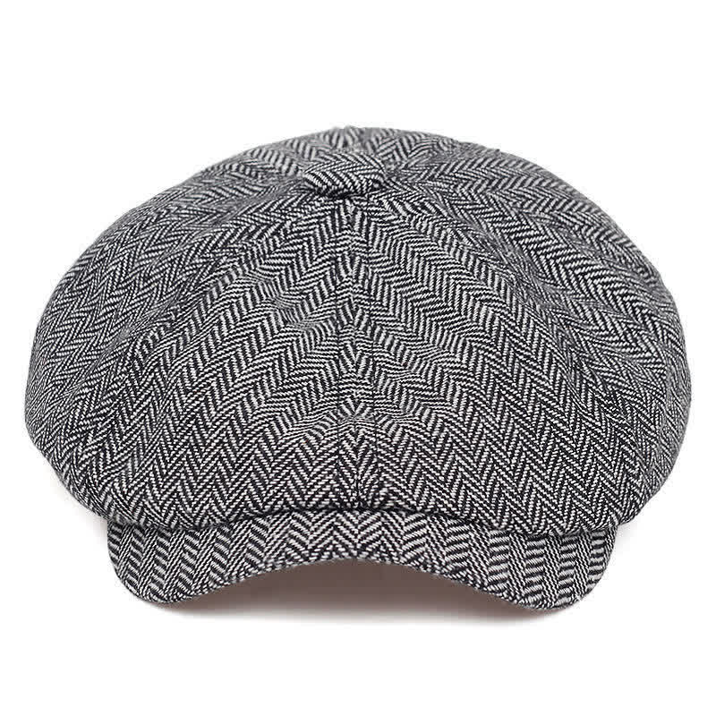 Béret octogonal à chevrons rétro - Gris - Réglable (environ 22"-24") - image 7