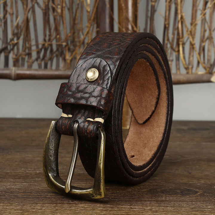 Ceinture en cuir à motif peau de yak rétro pour homme