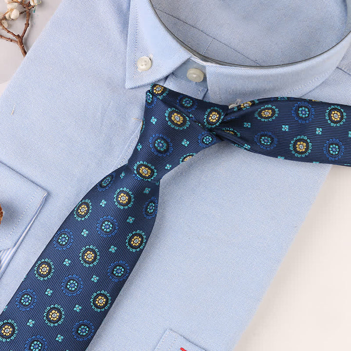 Cravate à motifs floraux géométriques vintage pour homme 