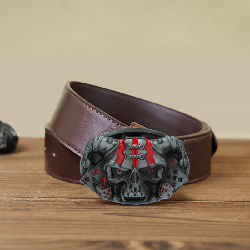 Ceinture en cuir à boucle Joker Skull Clown DIY pour homme