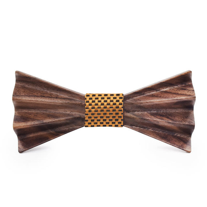 Nœud papillon en bois plié 3D stéréo foncé pour homme - Jaune - image 5
