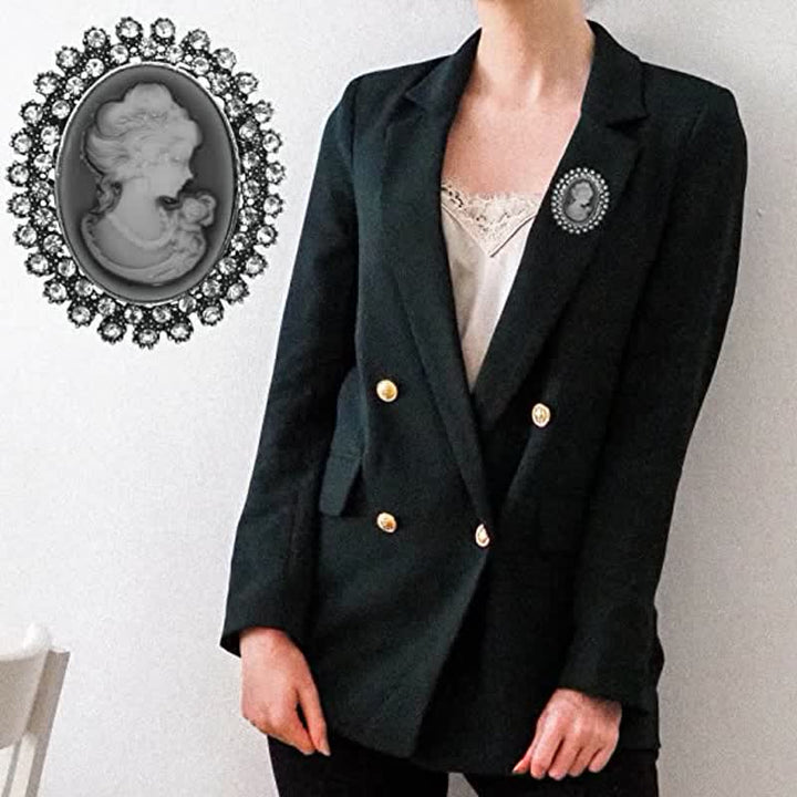 Broche victorienne pour femme avec camée ovale