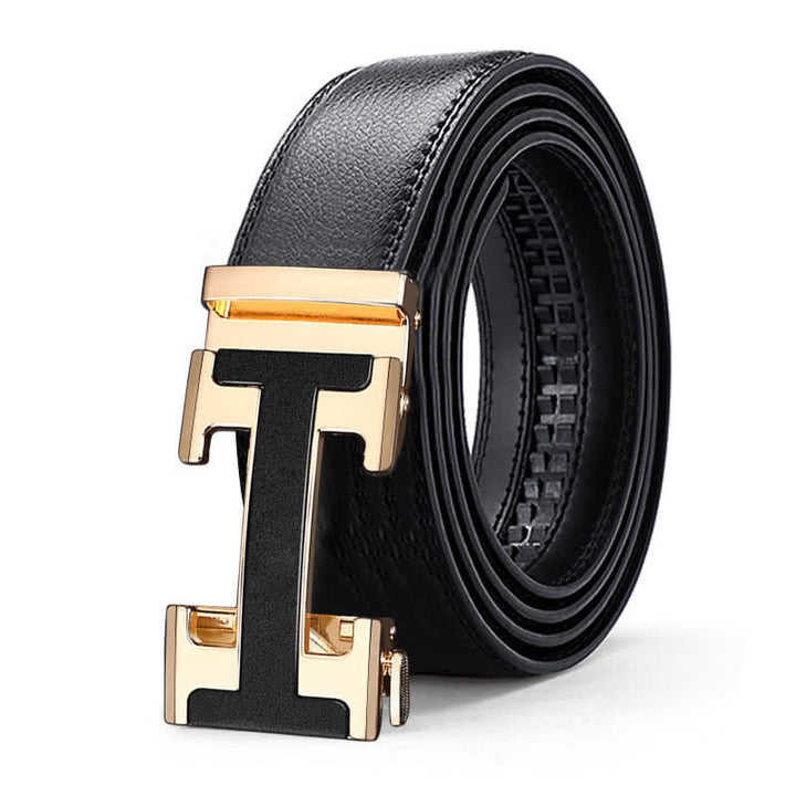 Ceinture en cuir à boucle automatique de luxe en relief pour homme