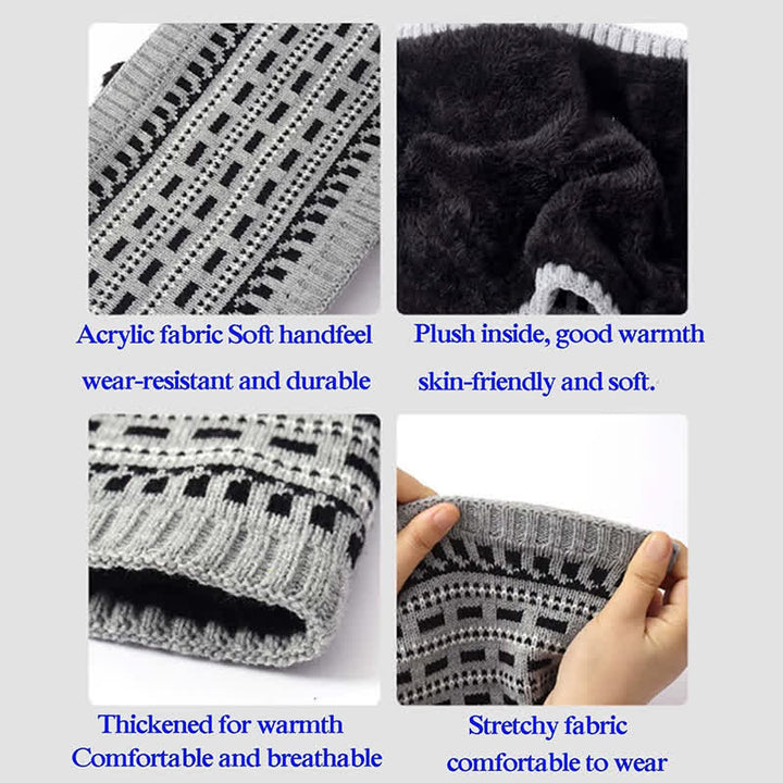 Ensemble de 3 gants, écharpe, bonnet en tricot double épaisseur ample