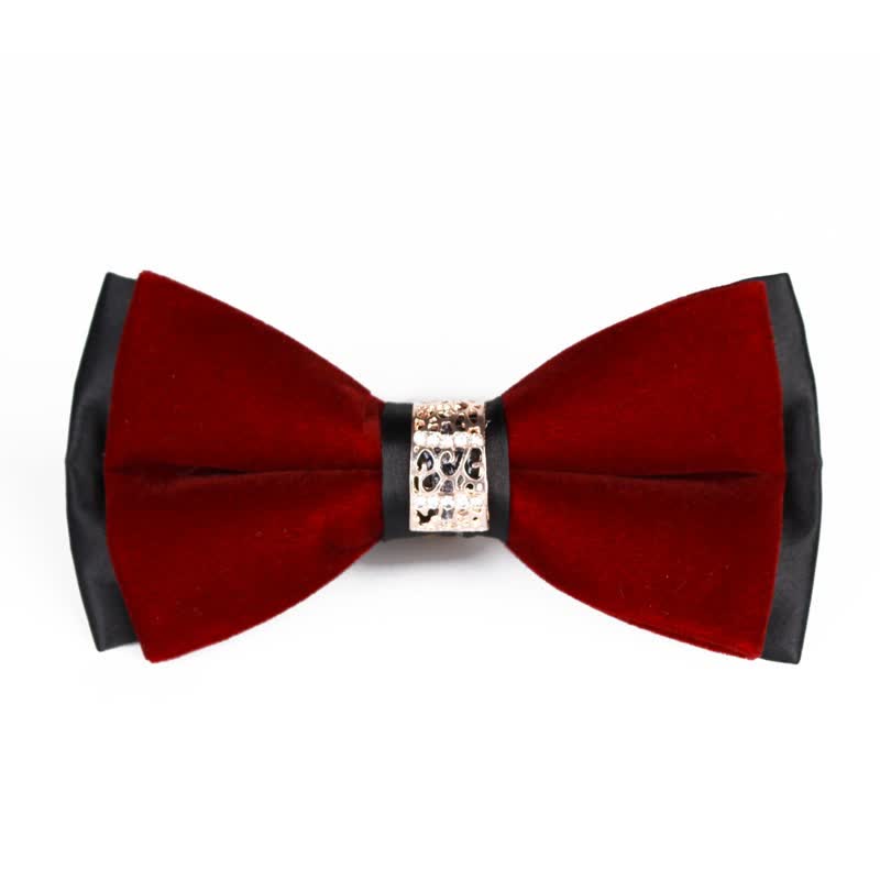 Nœud papillon en velours patchwork strass pour homme