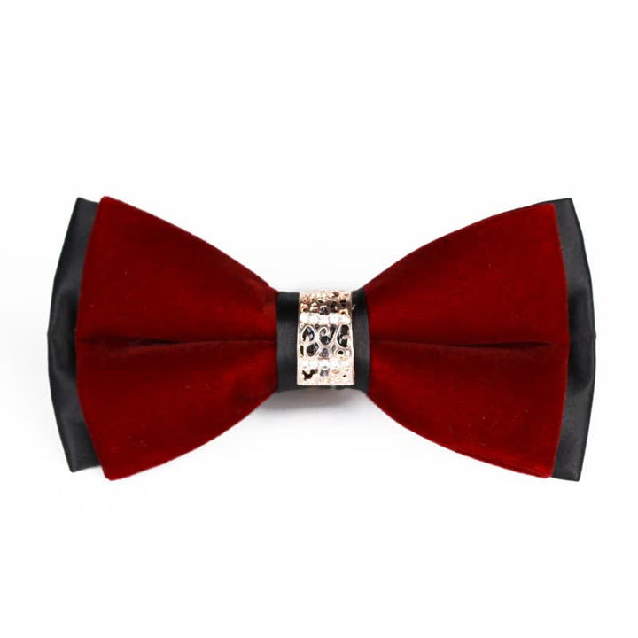 Nœud papillon en velours patchwork strass pour homme