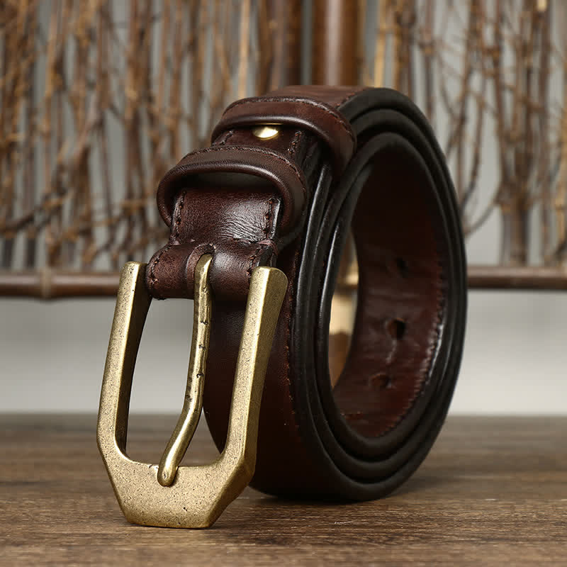 Ceinture en cuir brillant à boucle rectangulaire pour homme