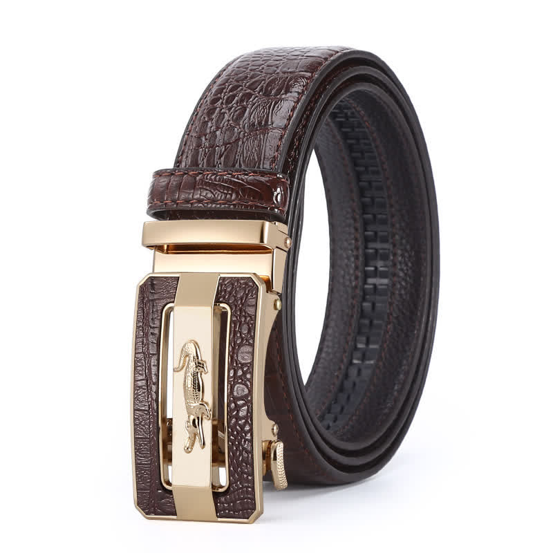 Ceinture en cuir à boucle automatique pour homme, motif crocodile