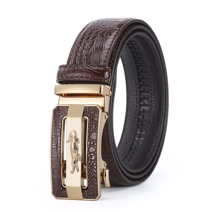 Ceinture en cuir à boucle automatique pour homme, motif crocodile