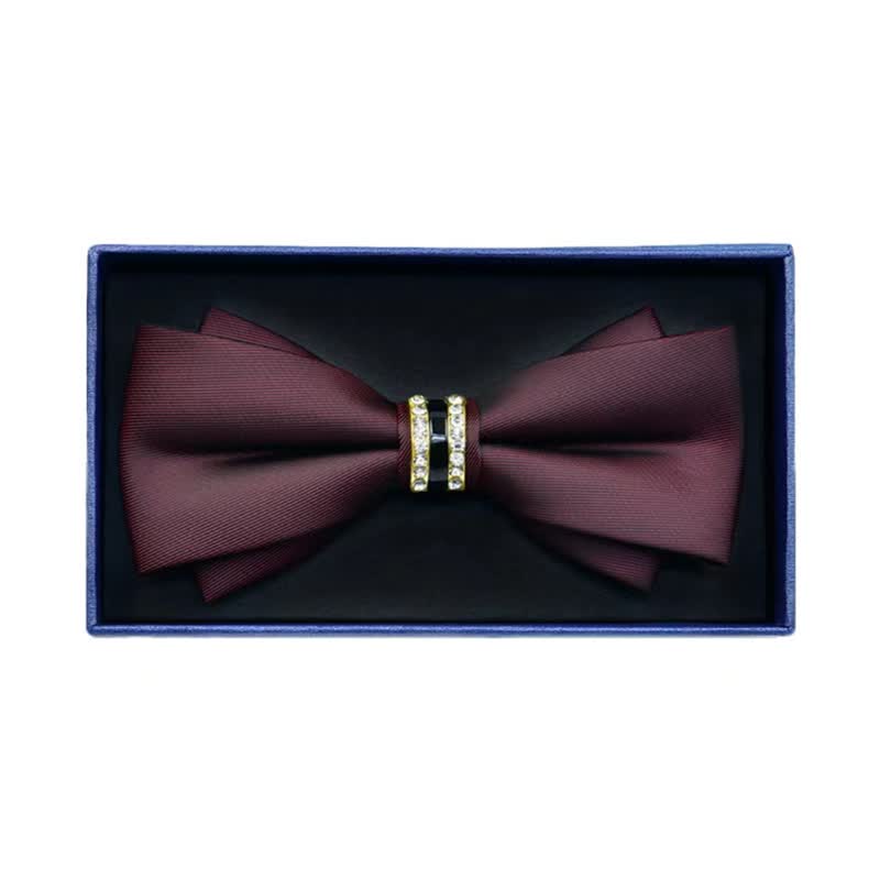 Nœud papillon en métal mat et strass pour homme