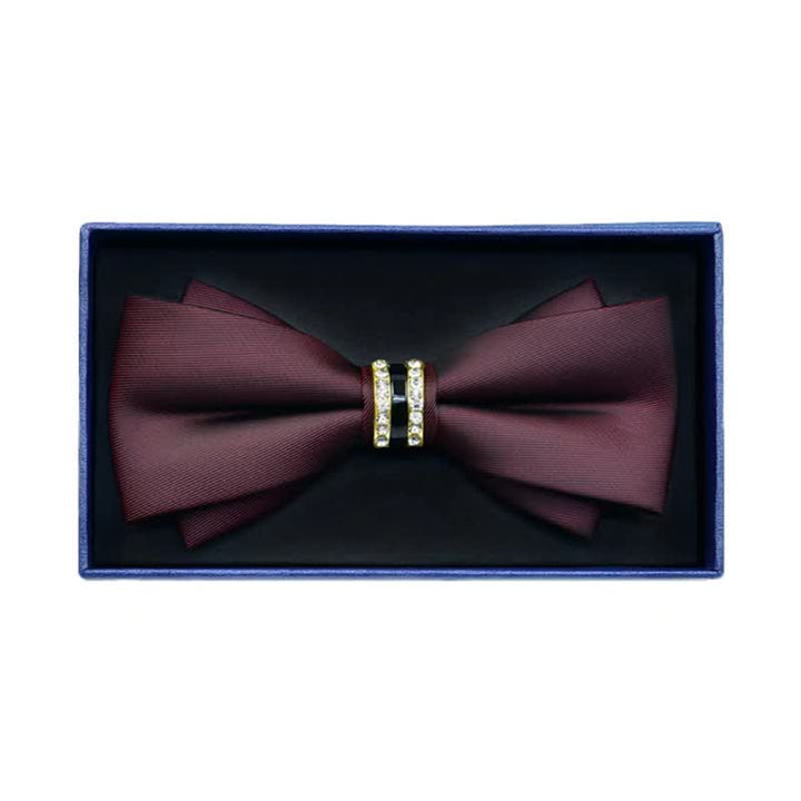 Nœud papillon en métal mat et strass pour homme