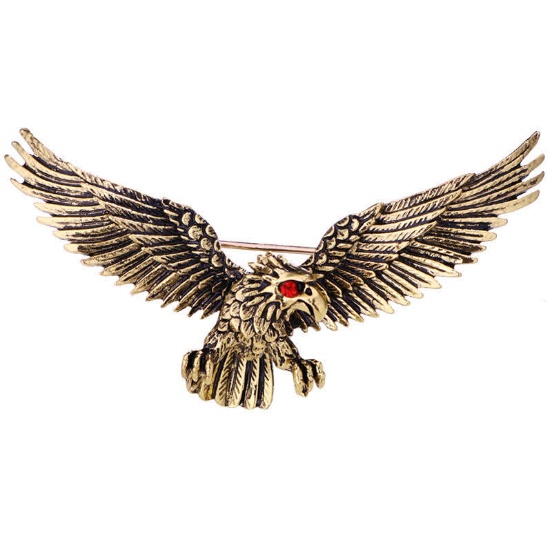 Broche rétro pour homme représentant un faucon à tête blanche
