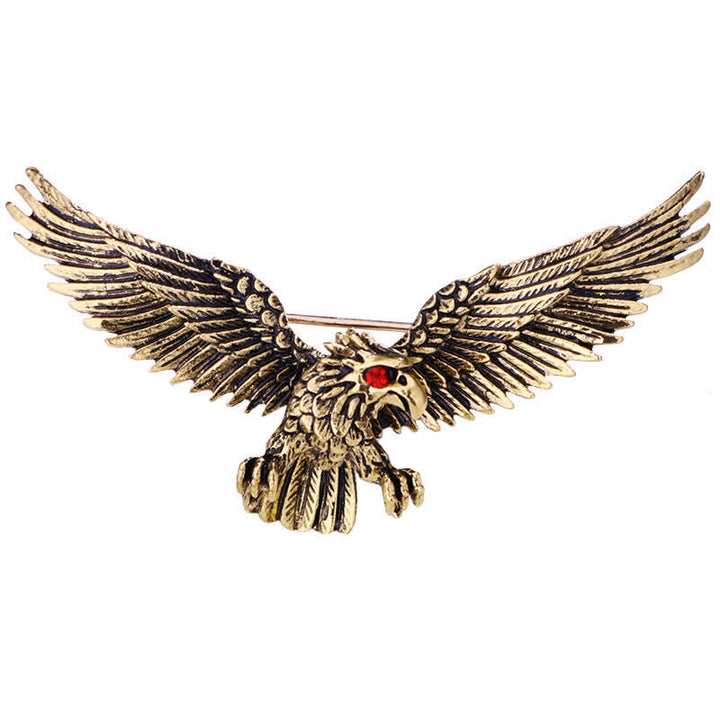 Broche rétro pour homme représentant un faucon à tête blanche