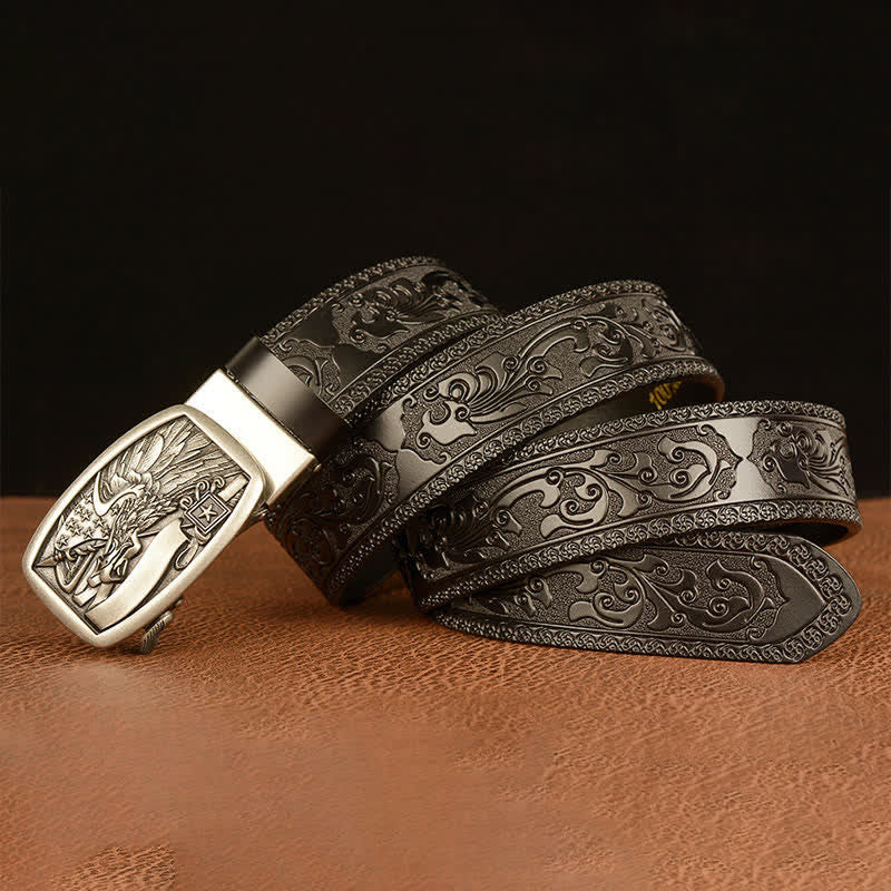 Ceinture en cuir pour homme avec drapeau américain et aigle faucon
