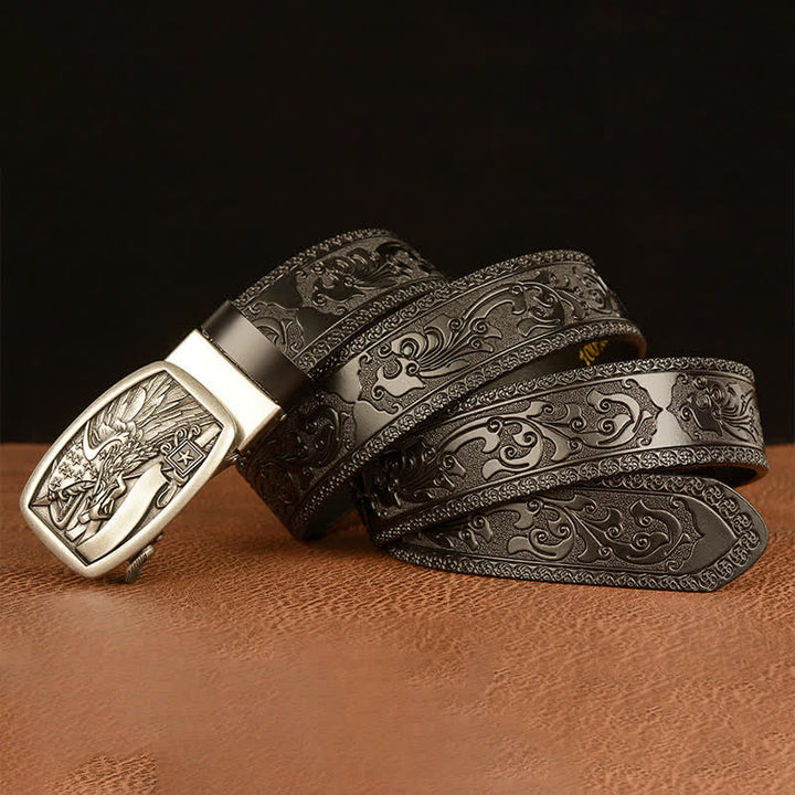 Ceinture en cuir pour homme avec drapeau américain et aigle faucon