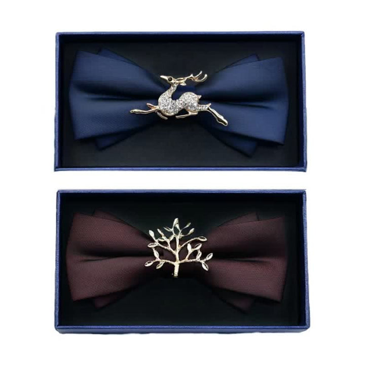 Nœud papillon en métal mat et strass pour homme