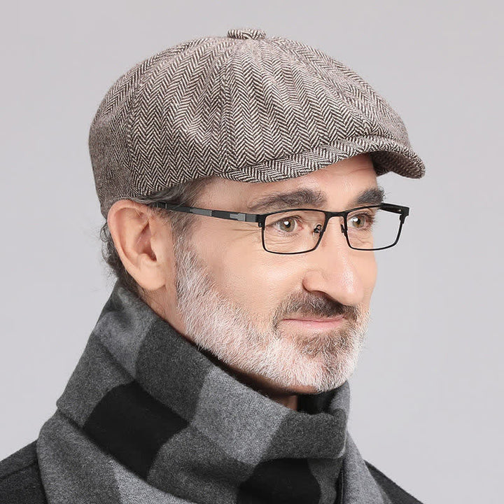 Casquette béret octogonale polyvalente à chevrons pour homme
